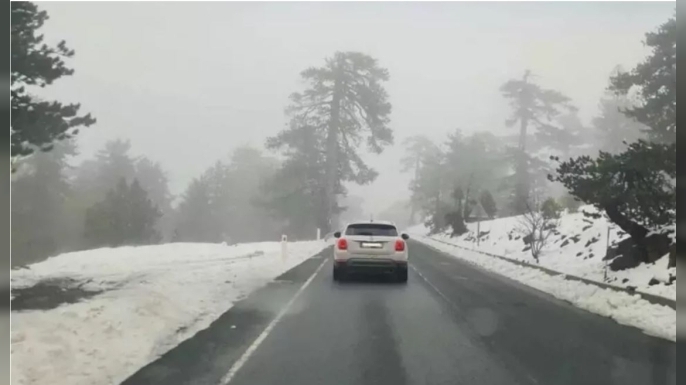 Trodos'ta mayıs ayında kar sürprizi