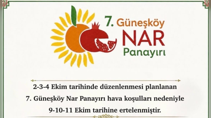 Güneşköy Nar Panayırı, 9-10-11 Ekim’e ertelendi