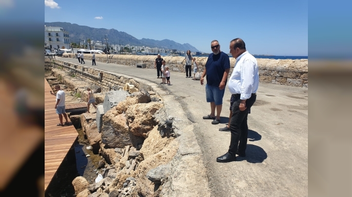 Ataoğlu, Girne Antik Liman’daki iskele çalışmalarını inceledi