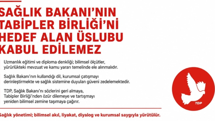 TDP’den Sağlık Bakanı’na eleştiri...