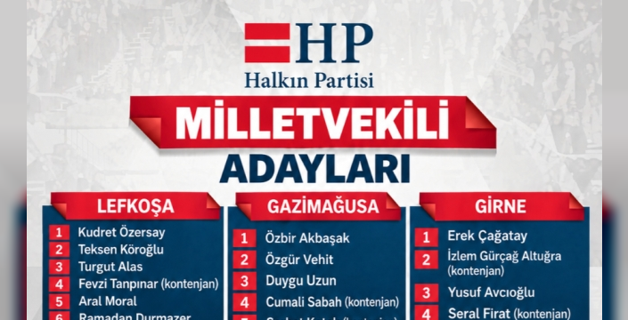 Halkın Partisi milletvekili adayları belirlendi… Özersay: “Güçlü bir kadroyla göreve hazırız”