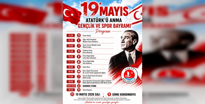 Girne Kordonboyu’nda 19 Mayıs etkinlikleri yapılacak