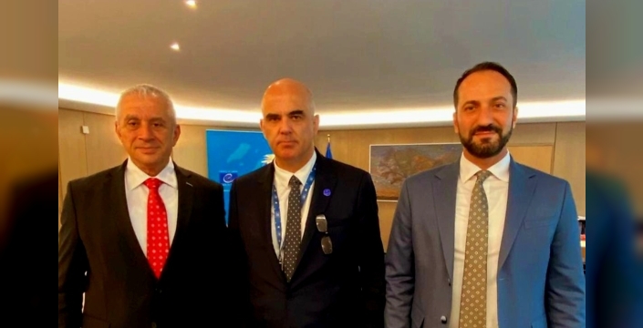 Taçoy ve Candan, Avrupa Konseyi Genel Sekreteri Alain Berset ile bir araya geldi